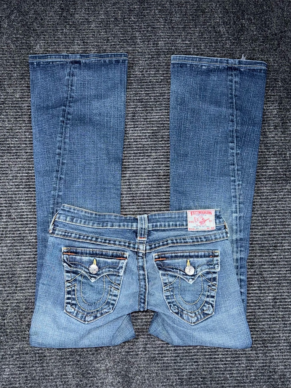 RARE Vintage True Religion Low Rise Twisted Flare Jean 29 Distressed Flap Pocket
